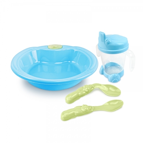 Feeding Set: Teddy Bear Baby Plate, Sippy Cup and Spoons