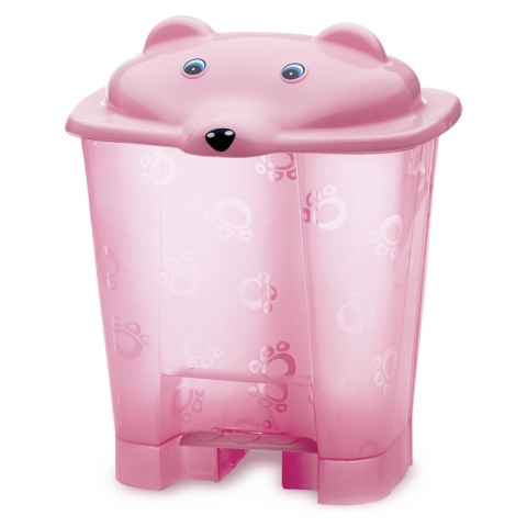 Translucent Teddy Bear Trash Can with Pedal