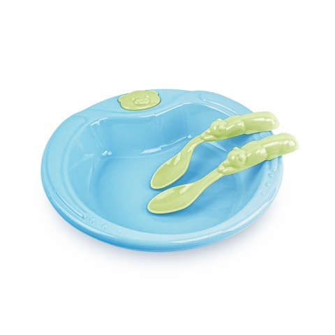 Feeding Set: Teddy Bear Baby Plate and Spoons